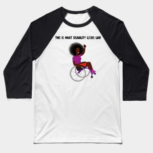 This Is What Disability Looks Like Purple Wheelchair Baseball T-Shirt